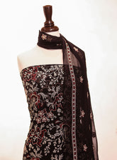 Royal Fashion Embroidered Chiffon Suits Unstitched 2 Piece - RF25EE 158 BLACK